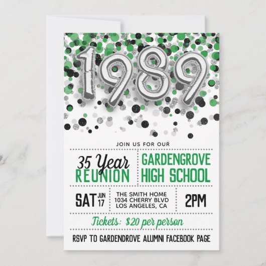 1989高等学校大学懇親会招待状 招待状 (正面)