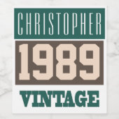 1989 Year of Birth Wine Label ワインラベル (シングルラベル)
