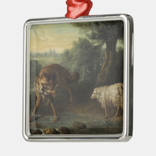 198.オオカミと仔ヒツジ(ジャン=バプティスト・ウドライ作) メタルオーナメント (左)