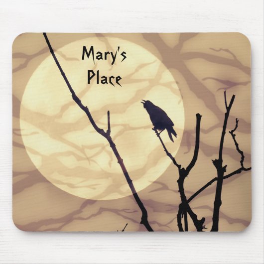 198.カラス、月、影 マウスパッド (正面)