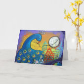 198.シティーカードに描かれたクジャクの復活 カード (黄色い花)