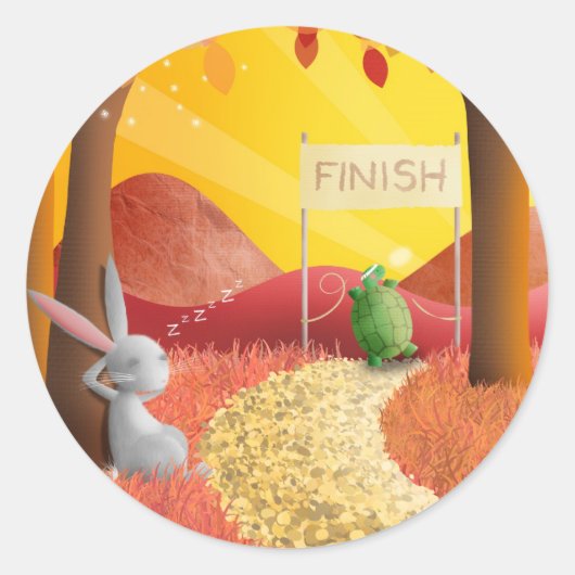 198.亀とウサギ – ステッカー (正面)