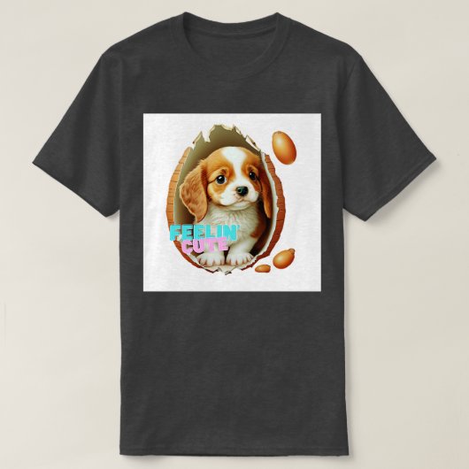 198.卵から見つけた犬 Tシャツ (デザイン正面)