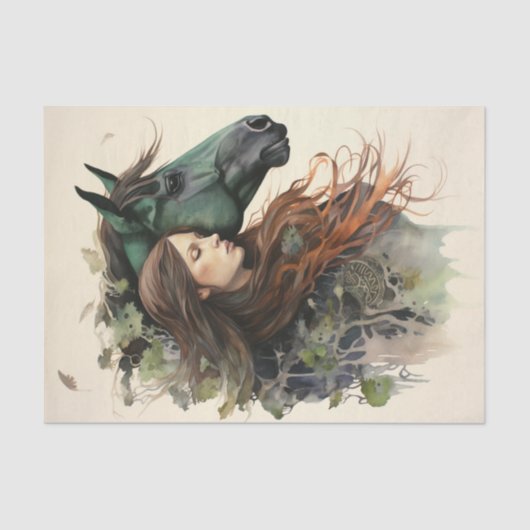 198.女の子と彼女の馬 薄葉紙 (正面)