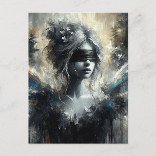 198.目隠しをした妖精 ポストカード (正面)