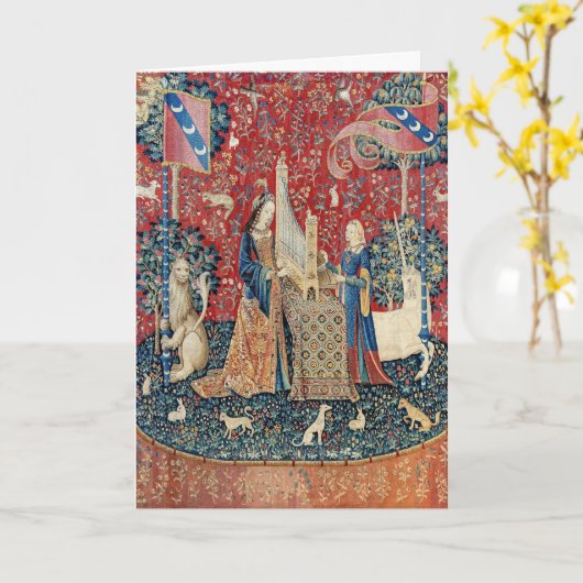 198.聞く婦人と一角獣 カード (黄色い花)