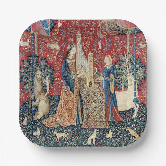 198.聞く婦人と一角獣 ペーパープレート (正面)