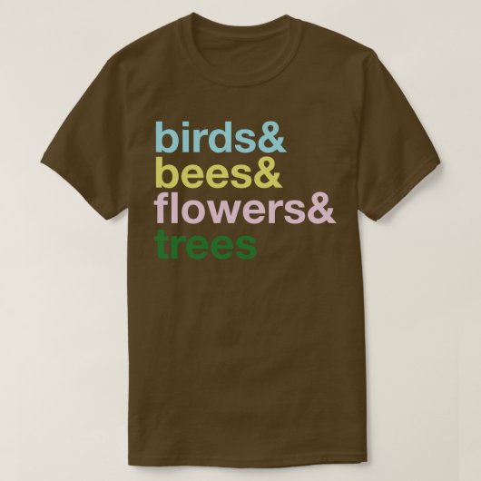 198.鳥とミツバチと花と木 Tシャツ (デザイン正面)