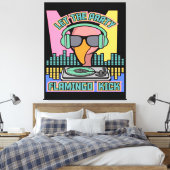 1990のパーティーフラミンゴキック動物ヴィンテージ キャンバスプリント (インサイチュ (寝室))