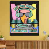 1990のパーティーフラミンゴキック動物ヴィンテージ キャンバスプリント (インサイチュ (リビング))