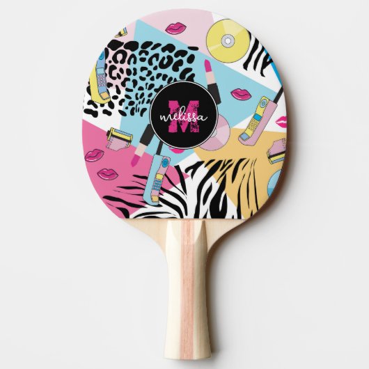 1990カラフル年90年代の模様モノグラム 卓球ラケット (裏面)