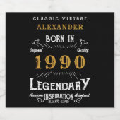 1990パーソナライズされた誕生日伝説の名前を追加 ビールラベル (シングルラベル)