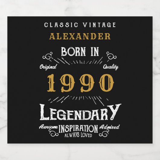 1990パーソナライズされた誕生日伝説の名前を追加 ビールラベル (シングルラベル)