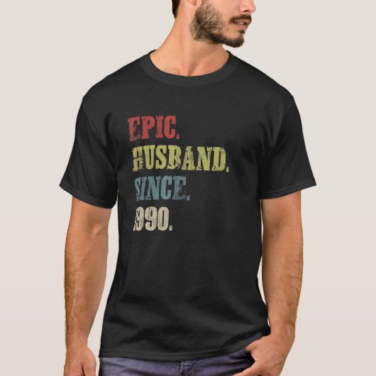 1990年から32周年を迎えたエピック結婚夫 Tシャツ (正面)
