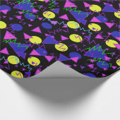 1990年のはっきりしたで幾何学的な暗闇 ラッピングペーパー (角)