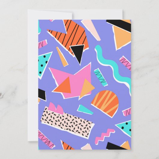 1990年のレトロ幾何ファンキーブライダルシャワー 招待状 (裏面)