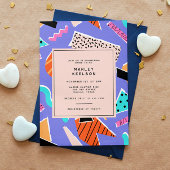 1990年のレトロ幾何ファンキーブライダルシャワー 招待状