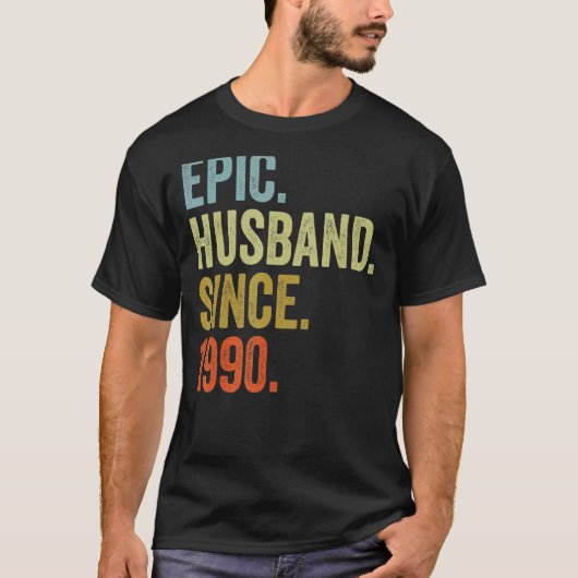 1990年の記念日からメンズ結婚叙事詩の夫 Tシャツ (正面)