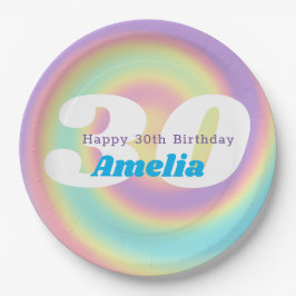 1990年代の虹色レインボー30歳の誕生日パーティー ペーパープレート