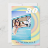 1990年代の虹色レインボー30歳の誕生日パーティー 招待状 (裏面)