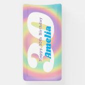 1990年代の虹色レインボー30歳の誕生日パーティー 横断幕 (縦)