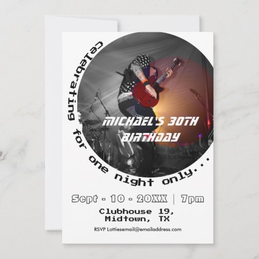 1990年代の音楽30thフォトバースデーパーティー 招待状 (正面)