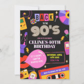 1990年代のGroovy Mixtape誕生日パーティーに戻る 招待状 (正面)