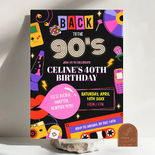 1990年代のGroovy Mixtape誕生日パーティーに戻る 招待状