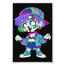 1990年代ゾンビガール フォトプリント