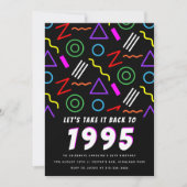 1990年代パーティーパターンヴィンテージ90年代の誕生日パーティー 招待状 (正面)