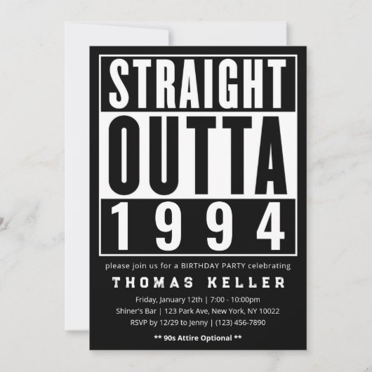 1990年代ヒップホップ・バースデー・パーティーの招待状 招待状 (正面)