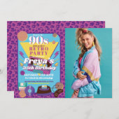 1990年代誕生日90年代パーティー90年代の写真 招待状 (正面/裏面)