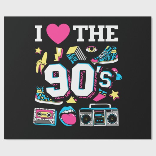 1990年代90年代Iハート ラッピングペーパー (フラット)
