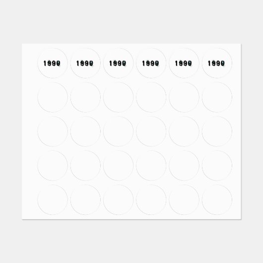 1990年生まれ 年代 ステッカー シート 丸型 | バースデー ラベル (シート)