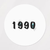 1990年生まれ 年代 ステッカー シート 丸型 | バースデー ラベル (デザイン1)