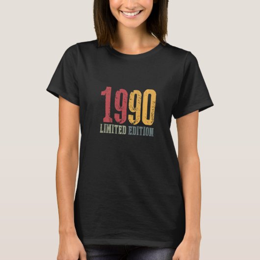 1990年限定版誕生日ヴィンテージレトロ初演 Tシャツ (正面)