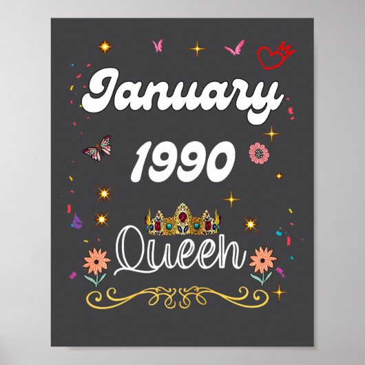 1990年1月生まれの女王 1990年1月以降に誕生日を迎える女の子 ポスター (正面)