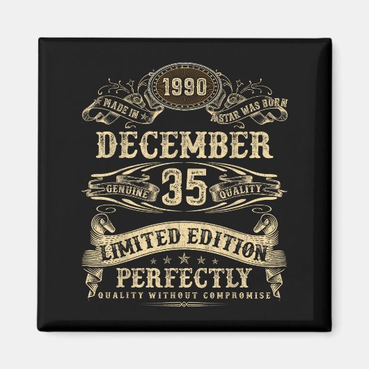 1990年12月生まれの伝説の男 35歳の誕生日 マグネット (正面)