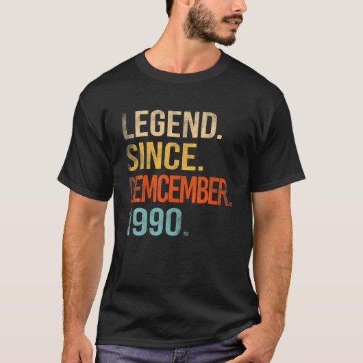 1990年12月31日誕生日31年 Tシャツ (正面)