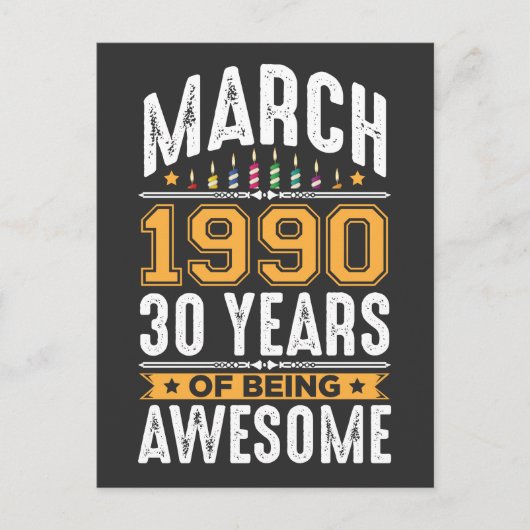 1990年3月 30歳の誕生日パーティー ポストカード (正面)