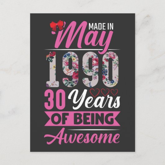 1990年5月 誕生日 30歳 妻 母 ポストカード (正面)