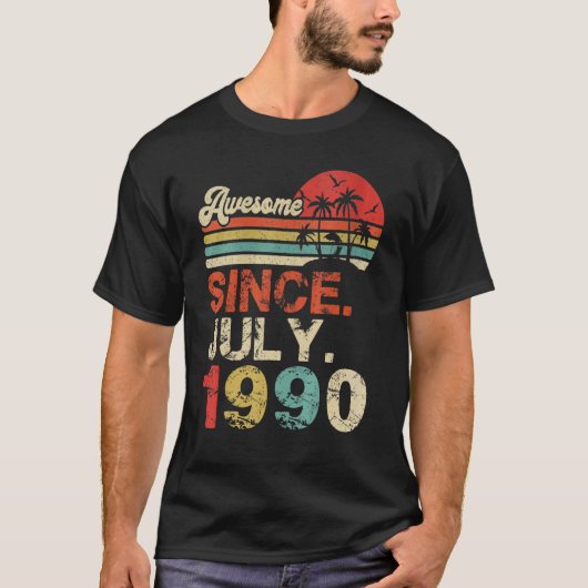 1990年7月から32歳の誕生日最高だ Tシャツ (正面)
