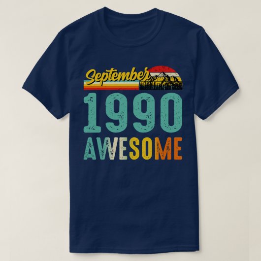 1990年9月誕生日ギフトシャツヴィンテージ9月 Tシャツ (デザイン正面)