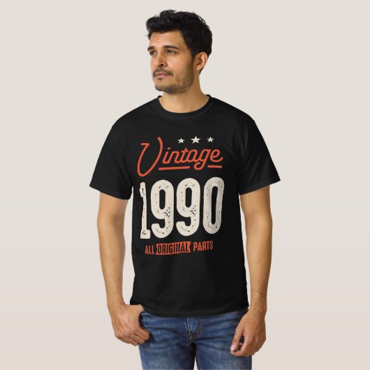 1990生まれ年のヴィンテージ- 32番目の誕生日レトロクラシック Tシャツ (正面フル)
