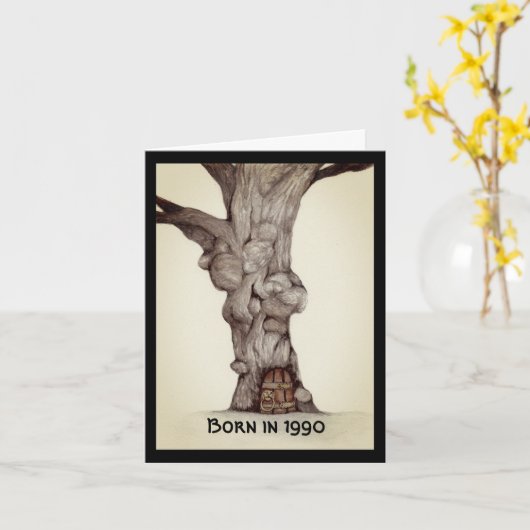 1990生まれ年の誕生日おもしろい事実 カード (黄色い花)