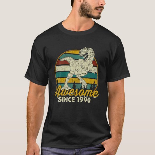 1990素晴らし年誕生日恐竜パーティーレックス生 Tシャツ (正面)