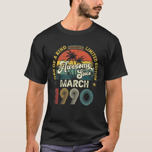1990素晴らし年3月以来ヴィンテージ32誕生日 Tシャツ (正面)
