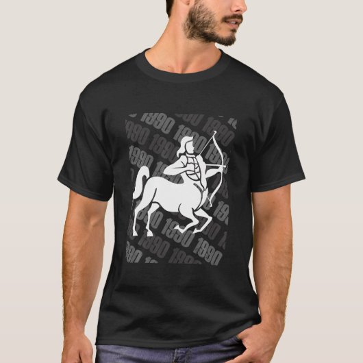 1990〔占星術の〕十二宮図誕生日ギフト占星術射手座 Tシャツ (正面)
