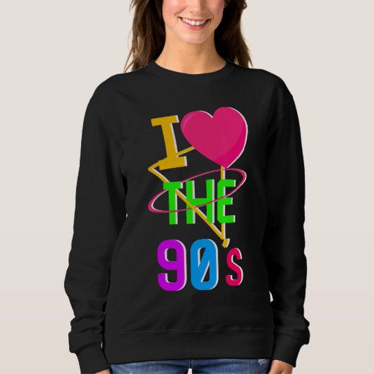 1990's 90s I Heart Nineties I Love The 90's Old Sc スウェットシャツ (正面)