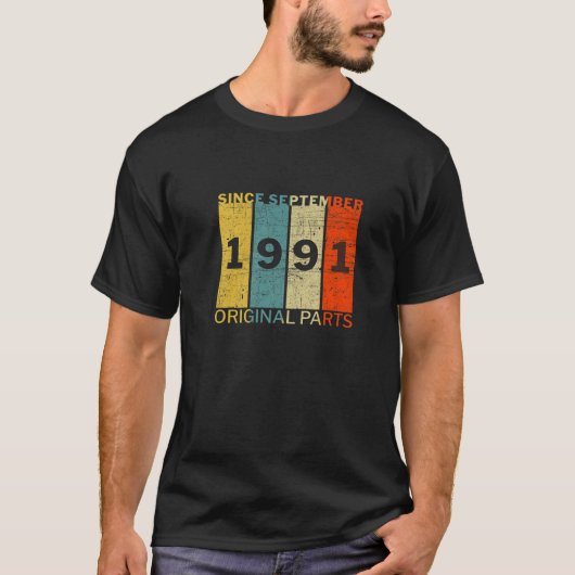 1991おもしろい生まれ年9月のオリジナルパーツジョーク Tシャツ (正面)